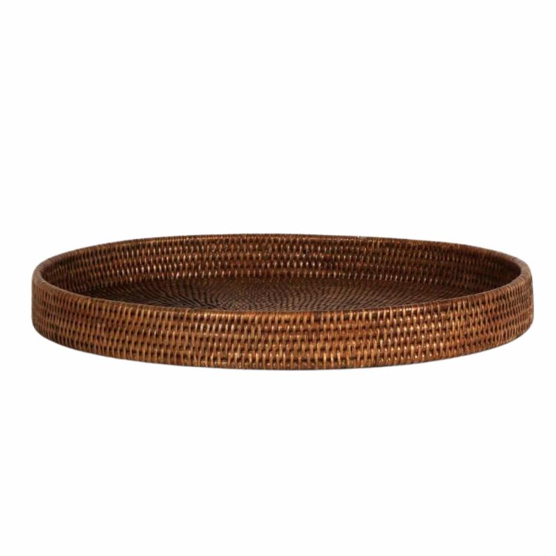 Paume Rattan Oval Tray Antique Brown Decor