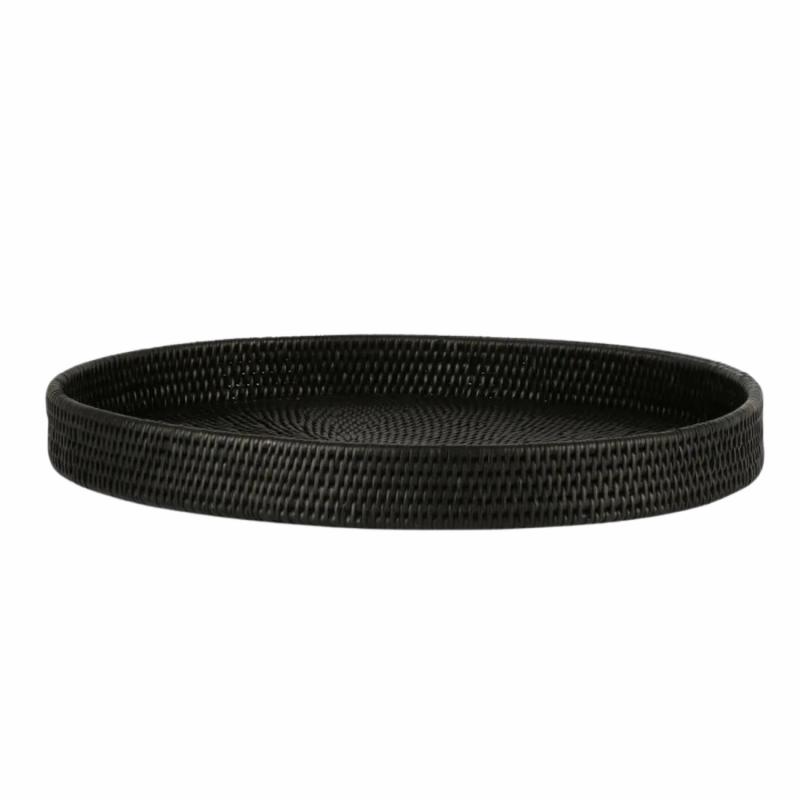 Paume Rattan Oval Tray Black Decor