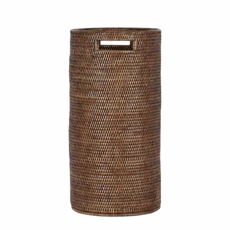 Paume Rattan Umbrella Stand Antique Brown Decor