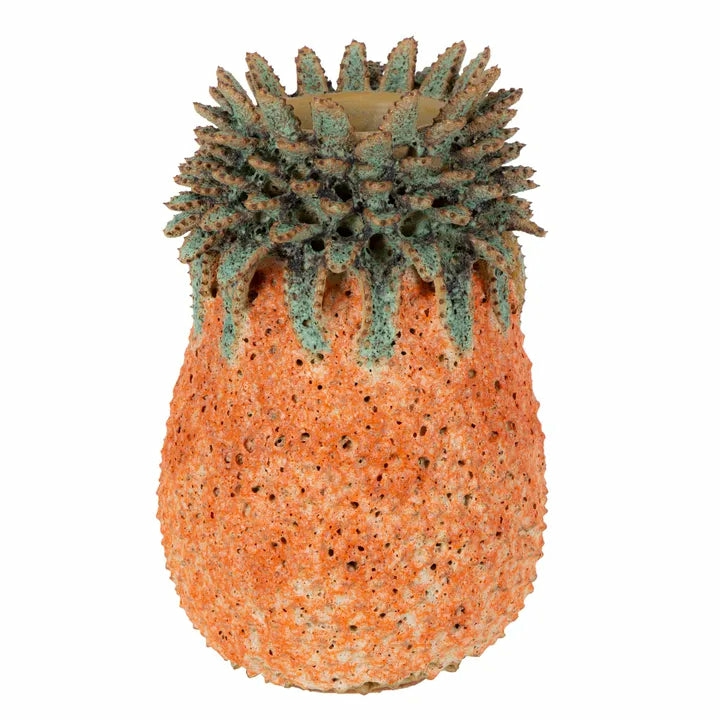 Pineapple Ceramic Vase Green Orange Decor