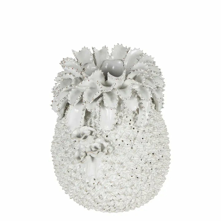 Pineapple Ceramic Vase Medium White Decor