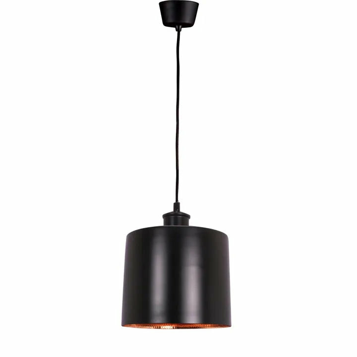 Portofino Ceiling Pendant Large Matte Black And Copper Hanging