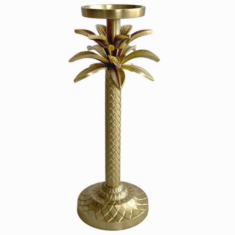 Raffles Palm Candle Stick Gold Small Candles & Hurricanes