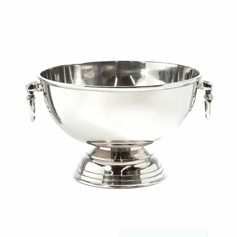 Round Footed Ice Bucket Nickel Decor