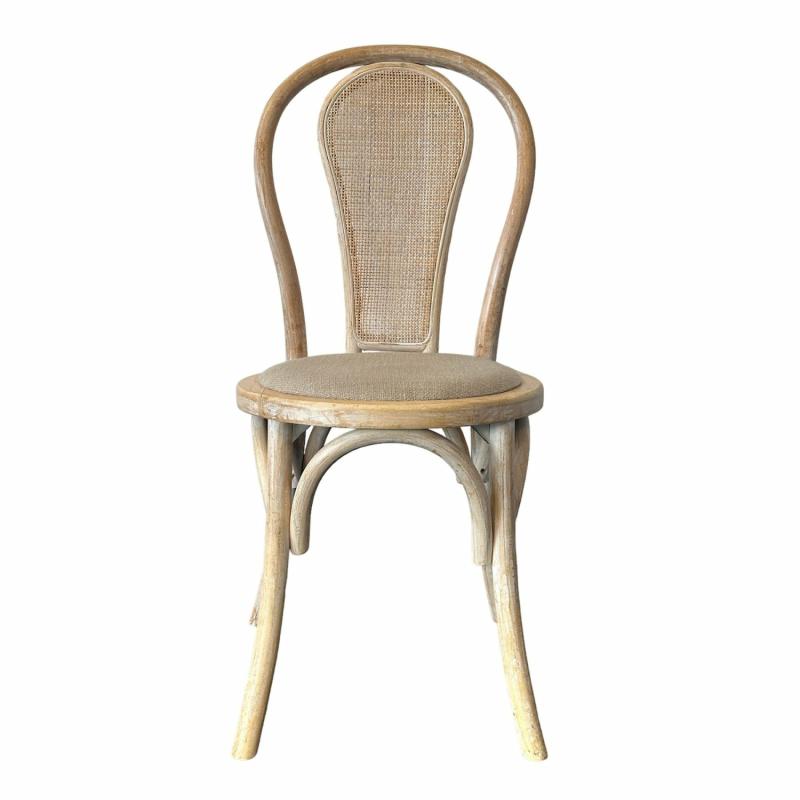 Round Rattan Back Elm Wood Dining Chair Natural Chairs