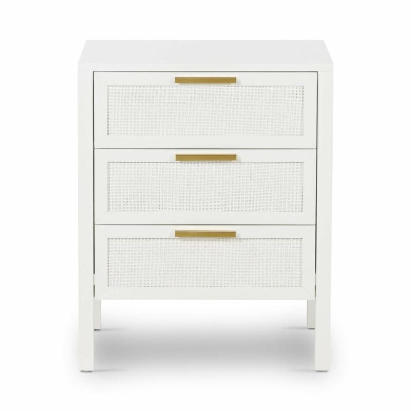 Santorini Bedside 3 Drawers White Bedroom