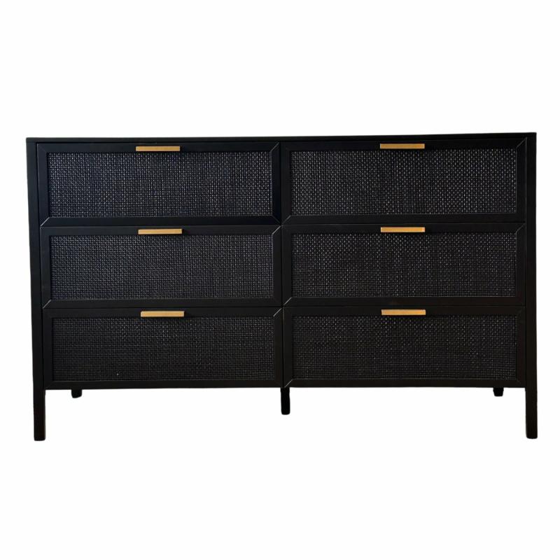 Santorini Dresser 6 Drawer Black Bedroom