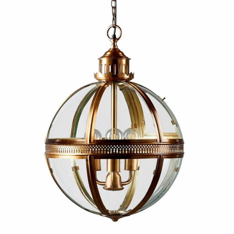 Saxon Ceiling Pendant Large Antique Brass Hanging