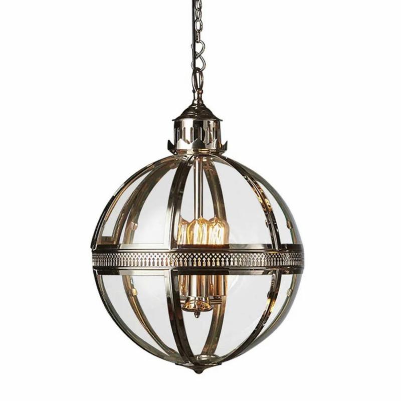 Saxon Ceiling Pendant Medium Shiny Nickel Hanging