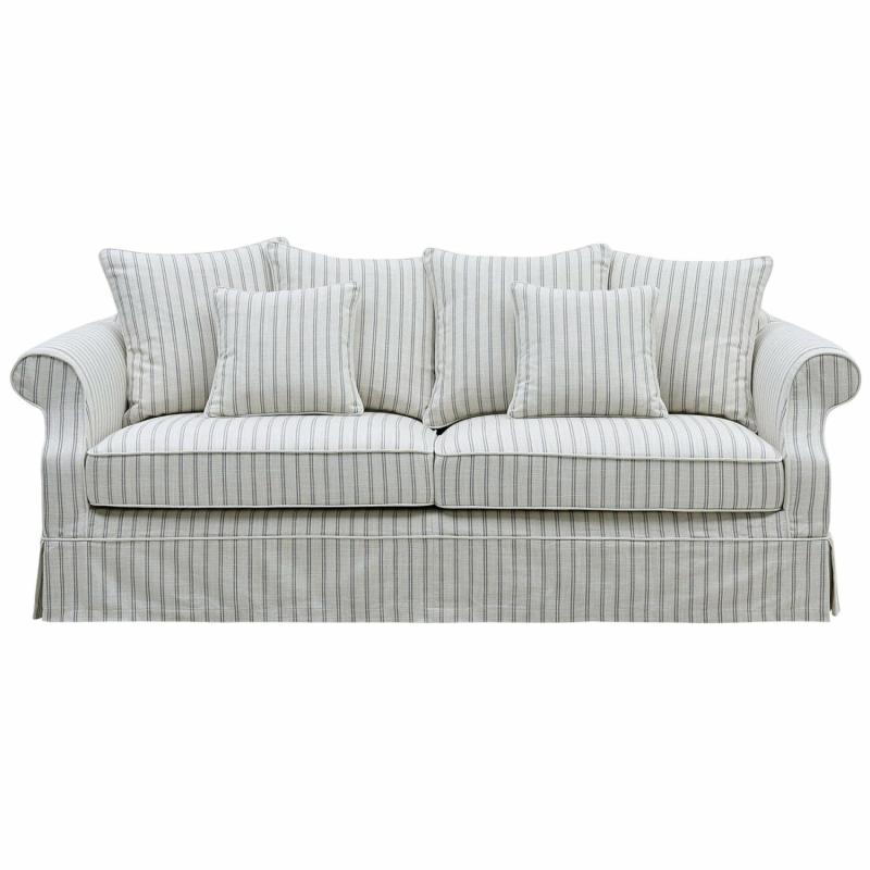 Slip Cover Only – Avalon Hamptons 3 Seat Sofa Stone Stripe Slip Covers