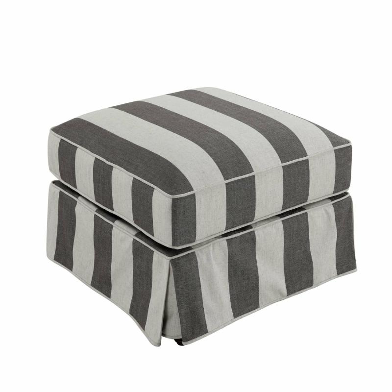 Slip Cover Only – Noosa Hamptons Ottoman Grey/Cream Stripe Slip Covers