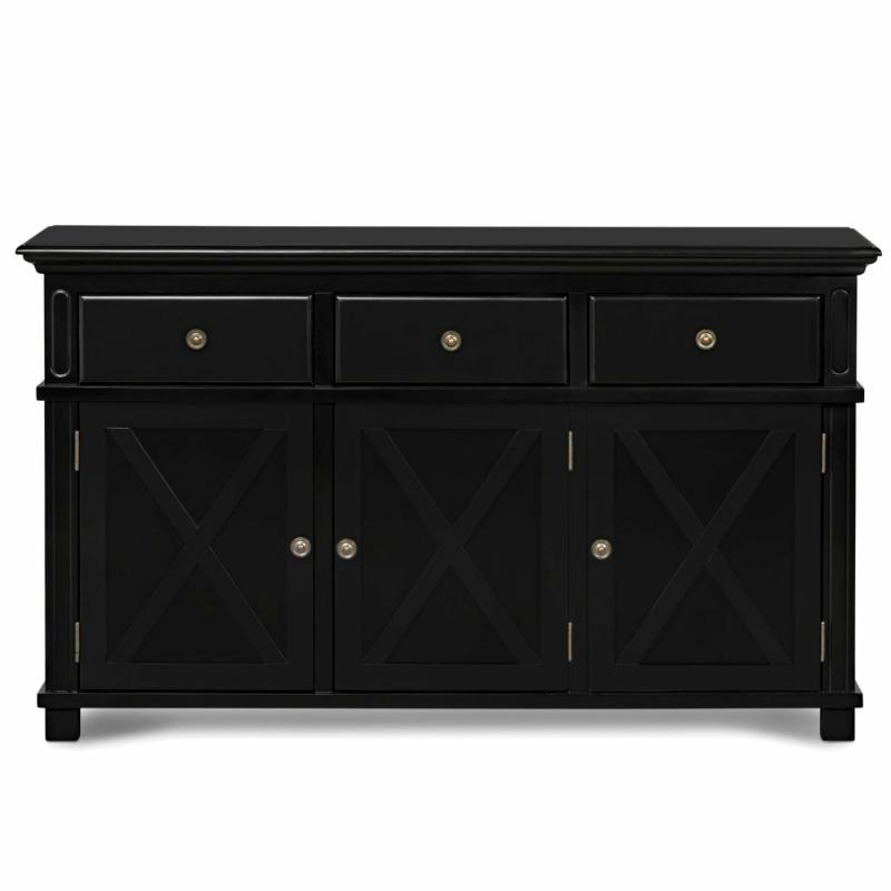 Sorrento 3 Door Hamptons 145Cm Buffet Black Sideboards And Buffets