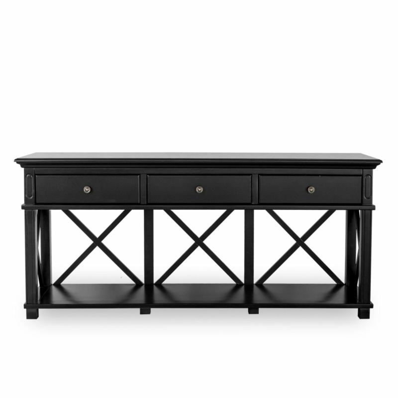 Sorrento 3 Drawer Hamptons 190Cm Console Black Consoles & Hall Tables