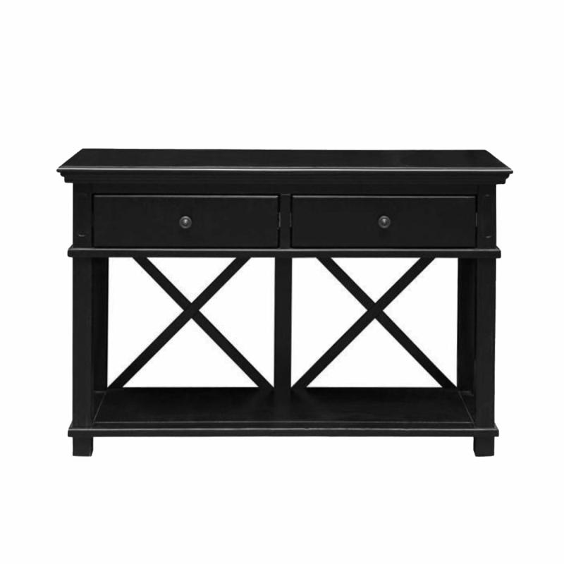 Sorrento Hamptons 130Cm 2 Drawer Console Black Consoles & Hall Tables