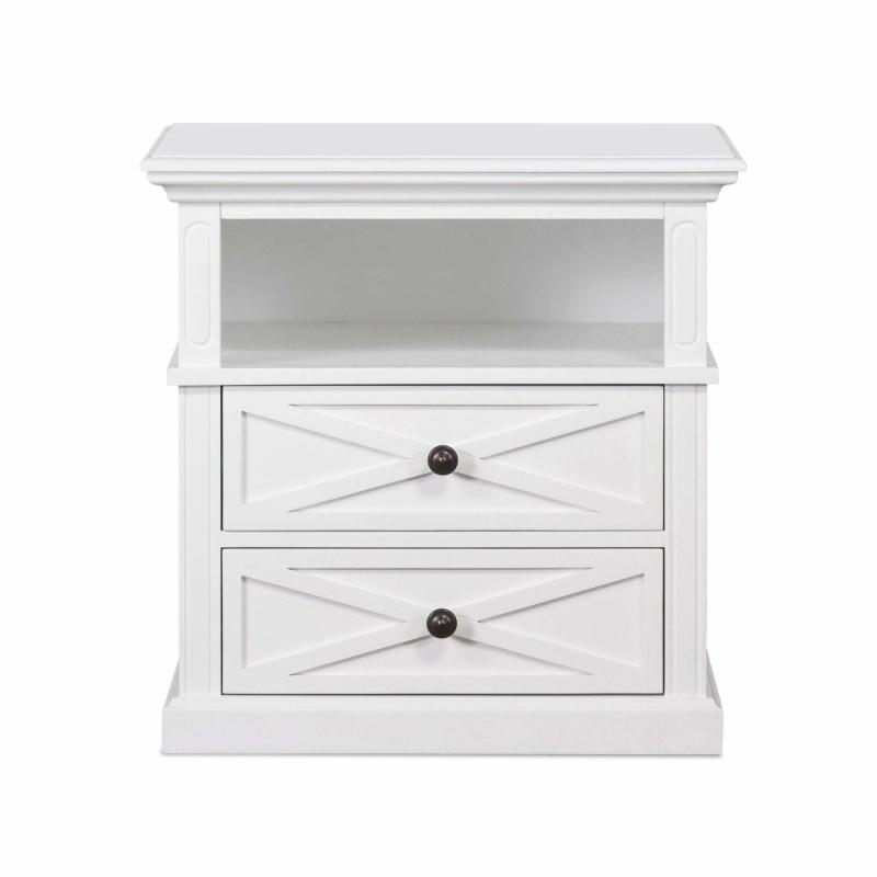 Sorrento Hamptons Medium 2 Drawer Bedside Table White Bedroom