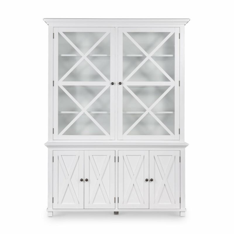 Sorrento Large Glass Door Hamptons Cabinet White Cabinets