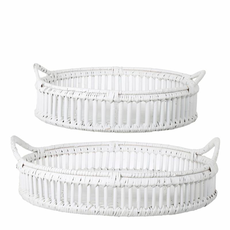 Trays Rattan Set Of 2 Bahama White Decor