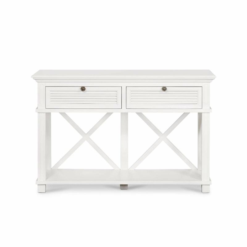 West Beach 2 Drawer Hamptons 130Cm Console White Consoles & Hall Tables