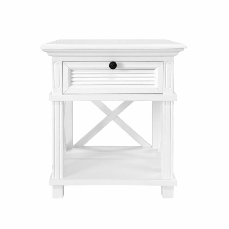 West Beach Hamptons Bedside Table W/Drawer White Bedroom