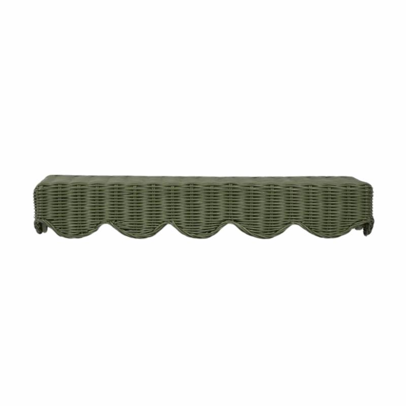 Belle Rattan Wall Shelf Green 60Cm Storage