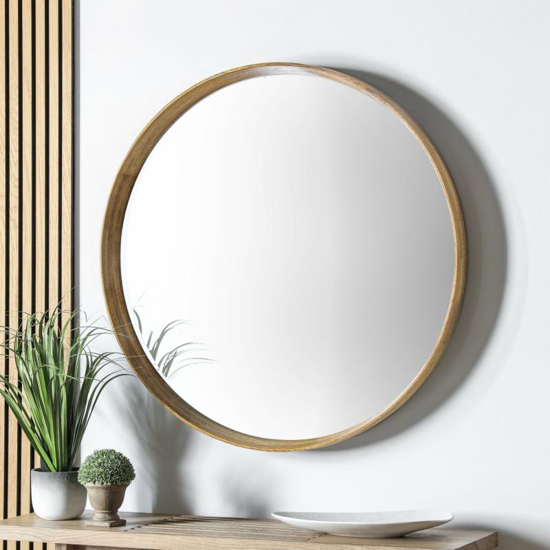 Keaton Round Mirror Oak Lrge Mirrors