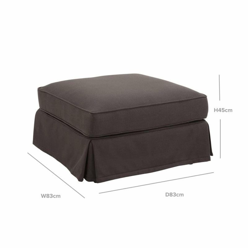 Slip Cover Only – Noosa Hamptons Ottoman Charcoal Slip Covers