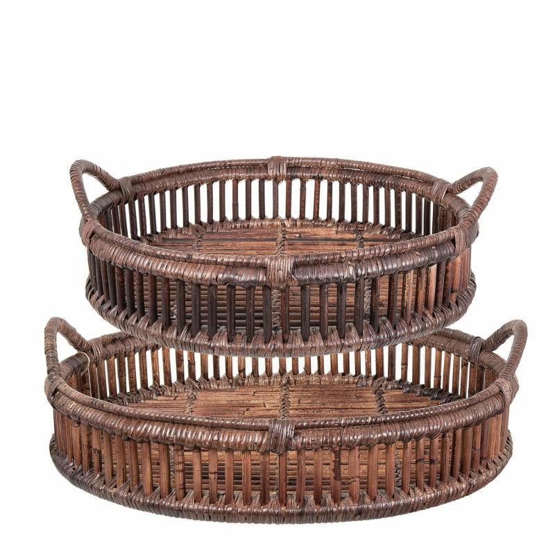 Trays Rattan Set Of 2 Bahama Brown Decor