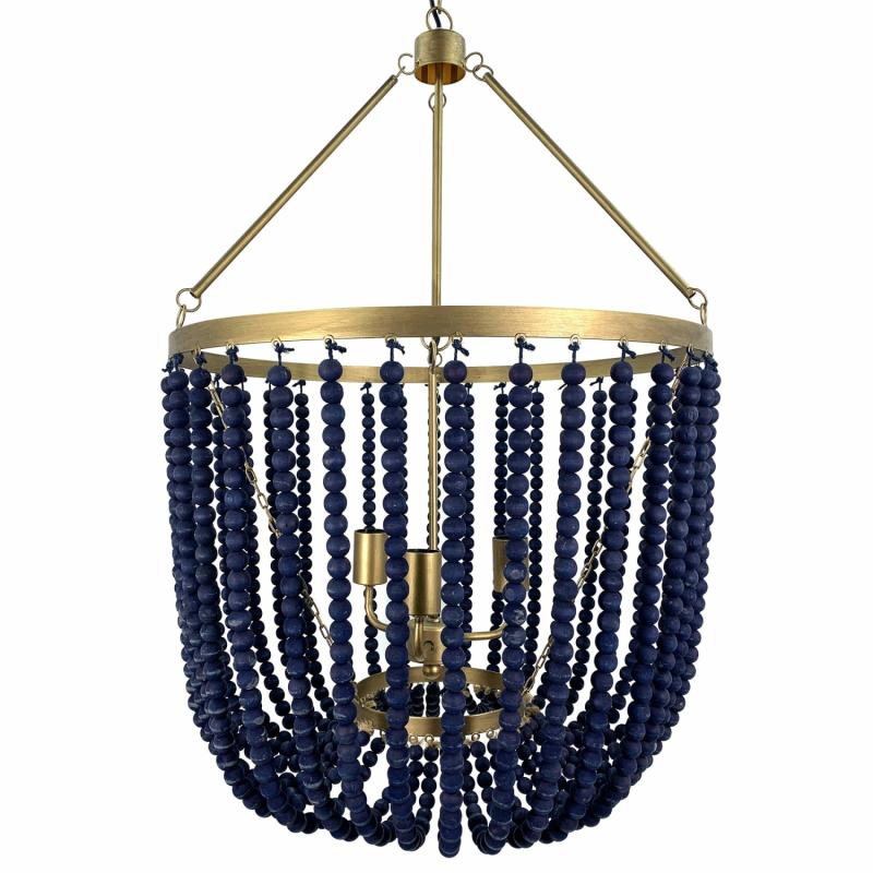 Amaya Beaded Chandelier Navy/Gold Lighting