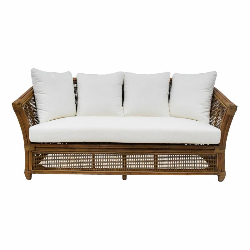 Cayman 2 Seat Rattan Sofa Cream Cushion 2 Seaters