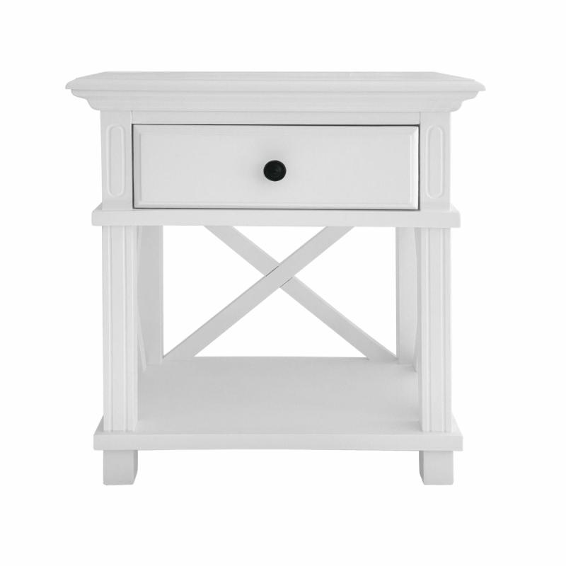 Sorrento Hamptons Bedside Table W/Drawer White Bedroom