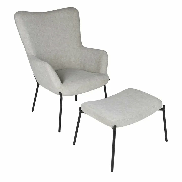 Justin Armchair With Stool Grey Accent Chairs